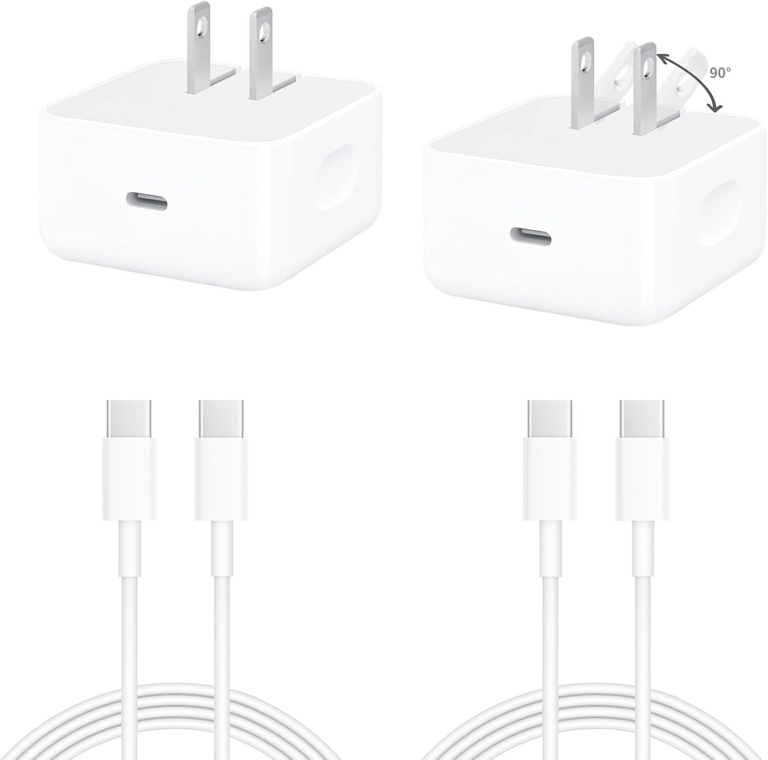 2er-Pack USB-C-Schnellladegerät für iPhone 17, Wandladegerät, inklusive 1,2 m langem USB-C-Ladekabel, kompatibel mit iPhone 17/16/16 Plus/16 Pro/16 Pro