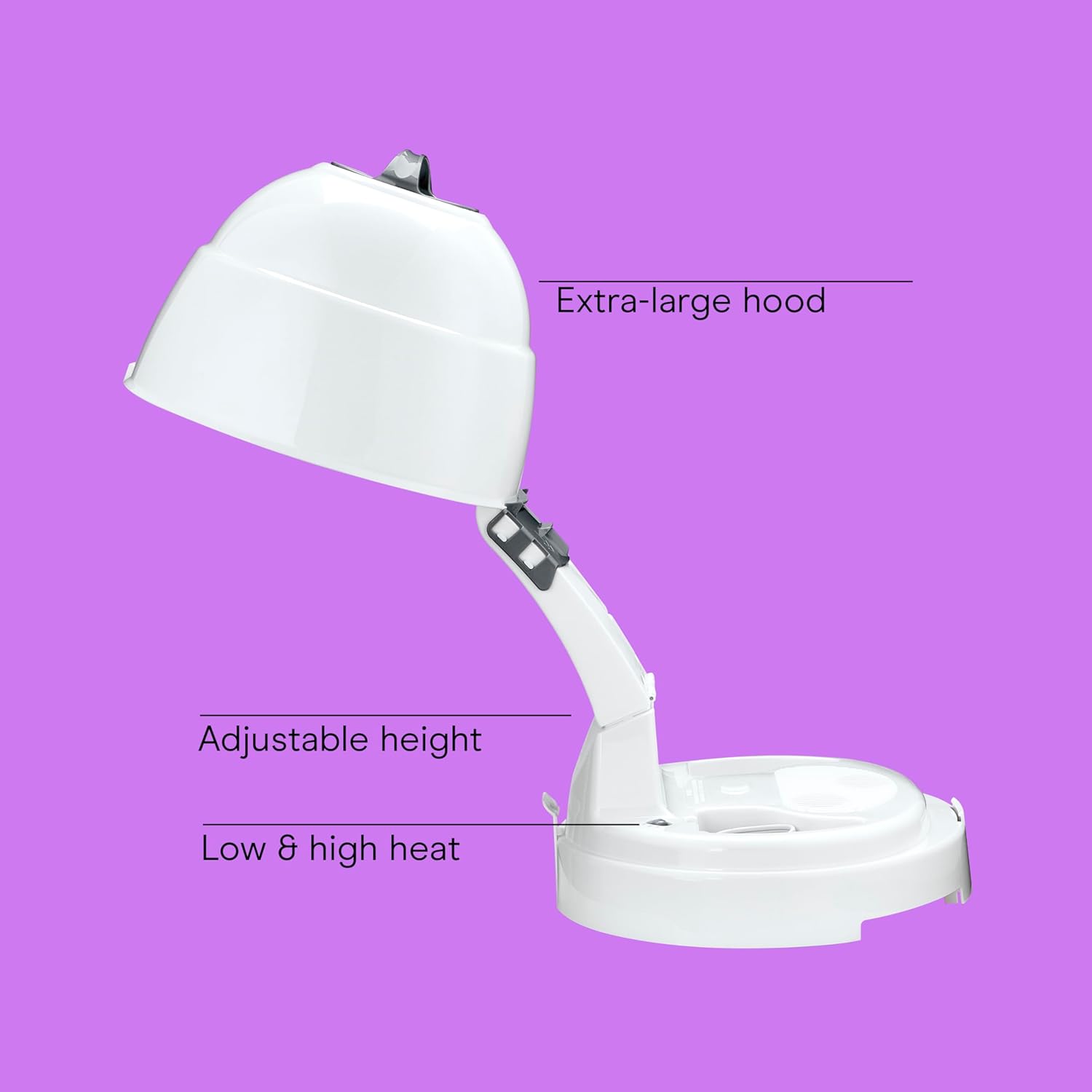 Pro Style Haartrocknerhaube, 2 Heizstufen, höhenverstellbar, extra große Haube, 1875 W, Ionen-Haartrockner für Damen, Weiß