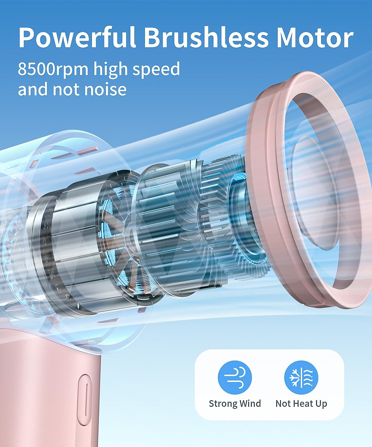 Mini-Tragbarer Ventilator, 3-stufiger Handventilator mit Tischfuß, wiederaufladbarer Akku, leicht und klein, leistungsstark, persönlicher Kühlventilator