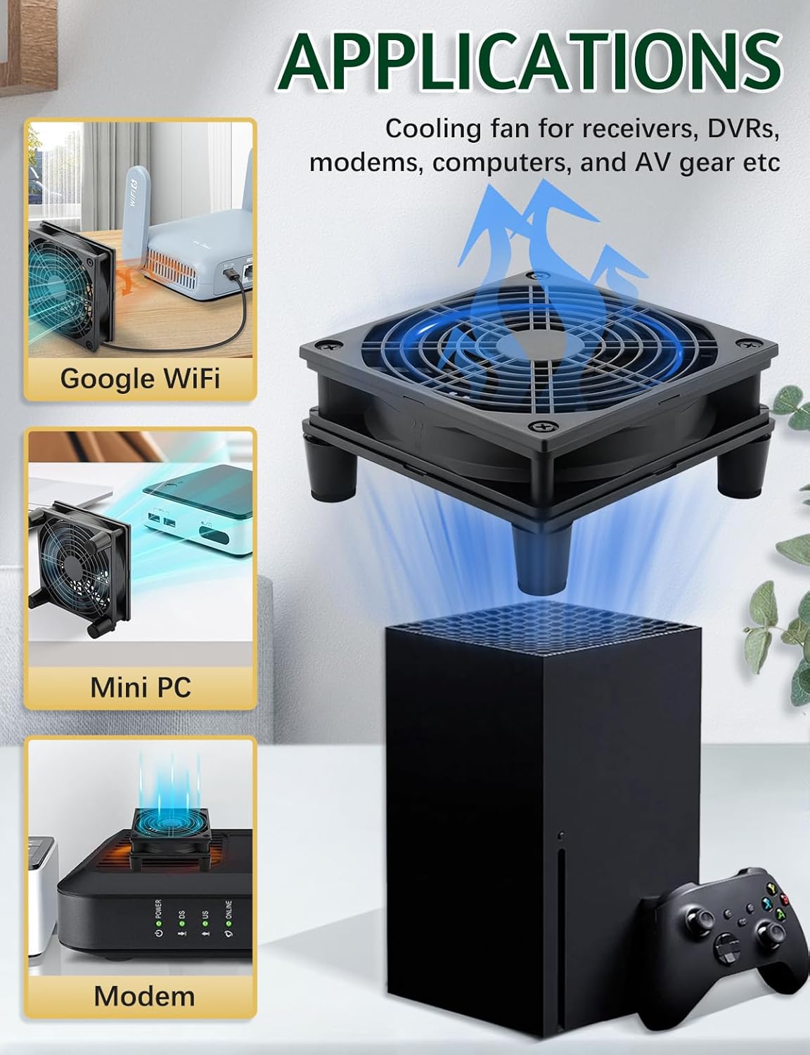 USB-Lüfter (120 mm) für Computer, 5 V, 3 Geschwindigkeitsstufen, leise Kühlung, geeignet für DVR, T-Mobile 5G Heim-Internet-Gateway und Modem