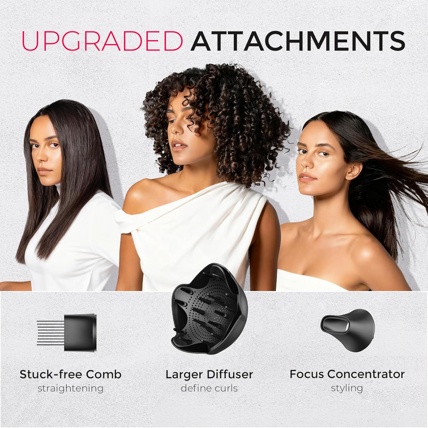 Diffusor-Haartrockner – 300 Millionen Ionen-Haartrockner mit Diffusor und Kammaufsatz für lockiges Haar, professioneller Haartrockner für Damen